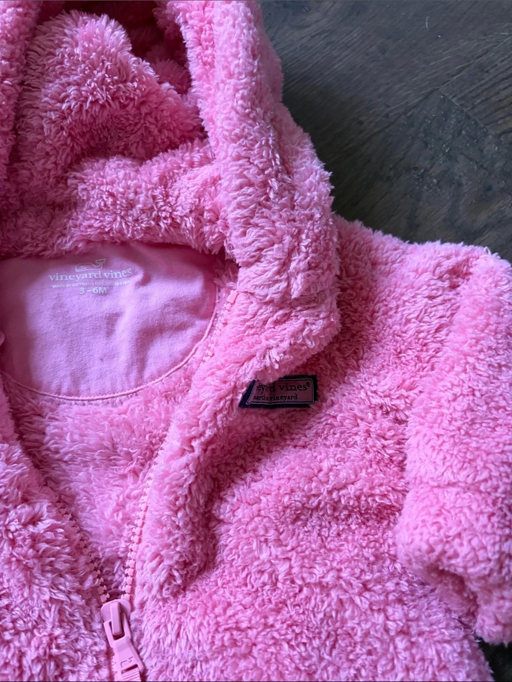 Vineyard Vines Pink Hooded Fleece Baby One-Piece